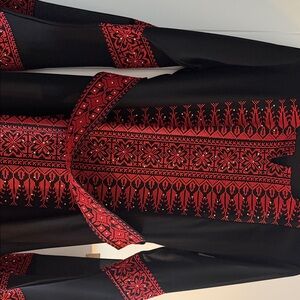 Elegant Black and Red Embroidered Dress